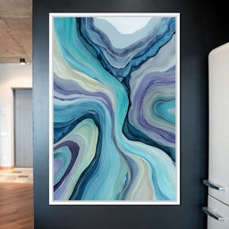 Teal Ocean Geode Layers Flow - NicheCanvas