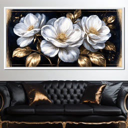 Gilded Petals On A Midnight Stage - NicheCanvas