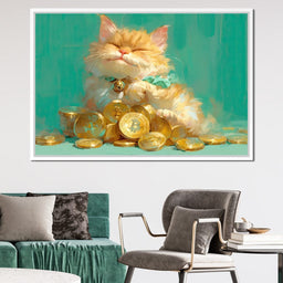 Golden Feline Fortune Dreams - Tanni Cylon - NicheCanvas