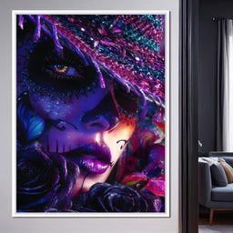 Neon Sugar Skull Rose Beauty - NicheCanvas