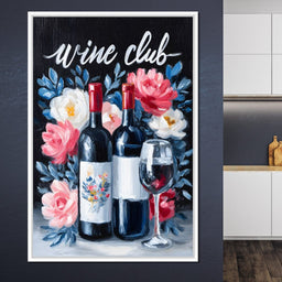 Wine Club Floral - NicheCanvas