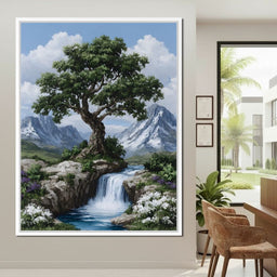 Majestic Tree Mountain Falls - NicheCanvas