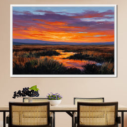 Sunset River Over Marshland - NicheCanvas