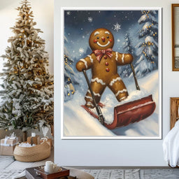 Gingerbread Joy Snowy Trek - NicheCanvas
