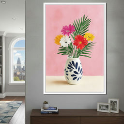 Pink Vase Garden Bouquet - NicheCanvas