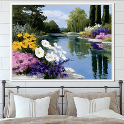 Summer Garden Lakeside Reflection - NicheCanvas