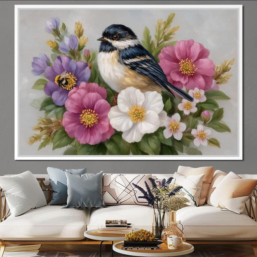 Chickadee Garden Blossom Song Canvas Print