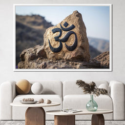 Om Mountain Stone Aum Sign - NicheCanvas