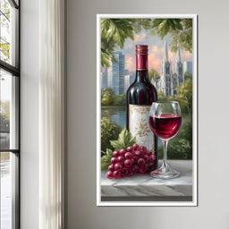 Wine Reflections Cityscape Elegance - NicheCanvas