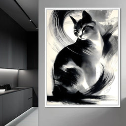 Inkbrush Noir Feline Reverie - NicheCanvas