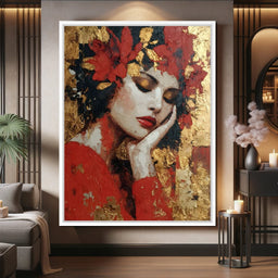 Golden Petals Dreaming Beauty - NicheCanvas