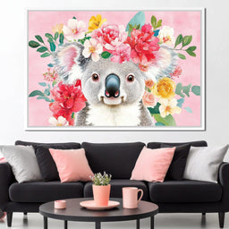 Floral Harmony with Koala - NicheCanvas