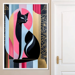 Feline Elegance Geometry Canvas - NicheCanvas