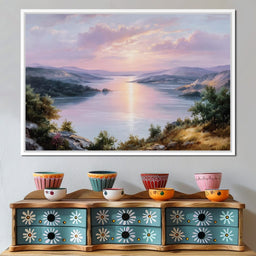 Pastel Sunrise Over Lake Fjord - NicheCanvas