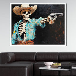 Cowboy Skeleton in Denim - NicheCanvas