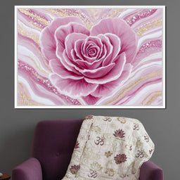 Rose Petal Heart Glow Gold - NicheCanvas