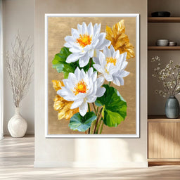 Golden Lotus Dreams Unfold - NicheCanvas