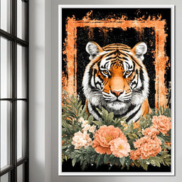 Majestic Tiger Floral Portrait - NicheCanvas