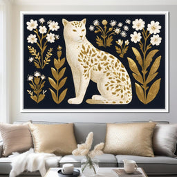 Golden Botanical Leopard Cat - NicheCanvas