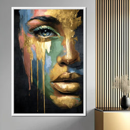 Radiant Gold Drip Face Painting - NicheCanvas