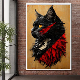 Feline Majesty in Red and Black - NicheCanvas