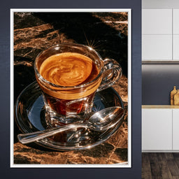 Morning Ritual Over Dark Veined Marble - NicheCanvas