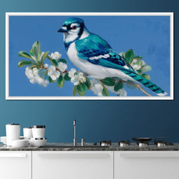 Sapphire Plume on Blossoms - NicheCanvas