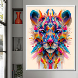 Vivid Geometric Lion Majesty - NicheCanvas