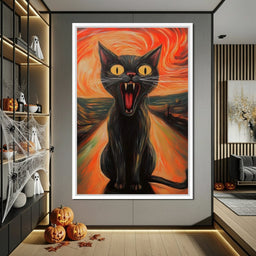 Terrified Black Cat Sunset Swirl - NicheCanvas