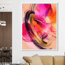 Radiant Magenta Gold Swirl Energy - NicheCanvas