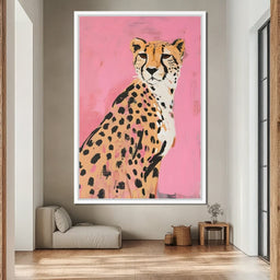 Cheetah Safari Elegance on Pink - NicheCanvas