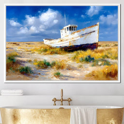 Weathered Coastal Boat Reverie - NicheCanvas