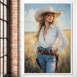 Cowgirl's Sunlit Respite - NicheCanvas