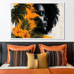 Golden Palms Dark Silhouette - NicheCanvas