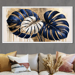 Gilded Monstera Leaves Dancing With Light - NicheCanvas