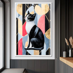 Geometric Feline Elegance - NicheCanvas