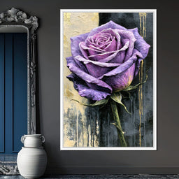 Midnight Petals Against Gilded Shadows - NicheCanvas