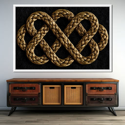Eternal Braided Path of Golden Fibers - NicheCanvas