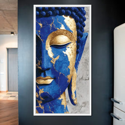 Cobalt Gold Buddha Portrait - NicheCanvas