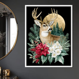 Moonlit Floral Gold Buck - NicheCanvas