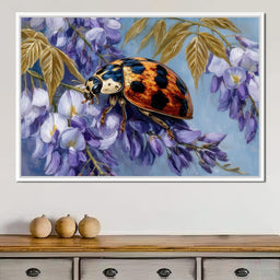 Ladybug On Wisteria Bloom - NicheCanvas