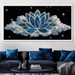 Celestial Lotus over Starlit Cloud - NicheCanvas