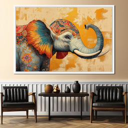Elephant Splendor Floral Harmony - NicheCanvas