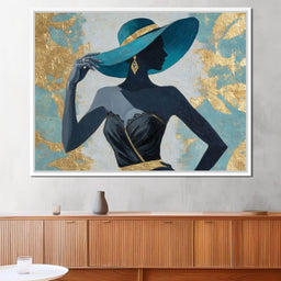 Golden Teal Elegance Lady - NicheCanvas