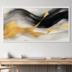 Modern Gold Black Fluid Waves - NicheCanvas