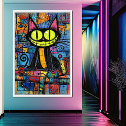 Neon Grin Alley Cat Pop - NicheCanvas