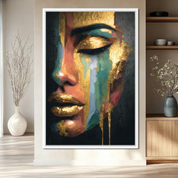 Golden Radiant Abstract Face B - NicheCanvas