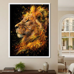 Majestic Lion Firestorm Portrait - NicheCanvas