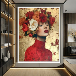 Golden Petal Crowned Reverie - NicheCanvas