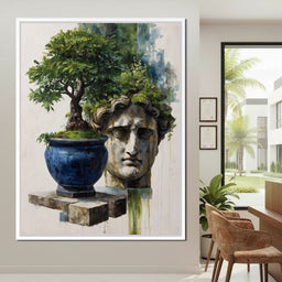 Blue Urn And Stone Head Grove - NicheCanvas